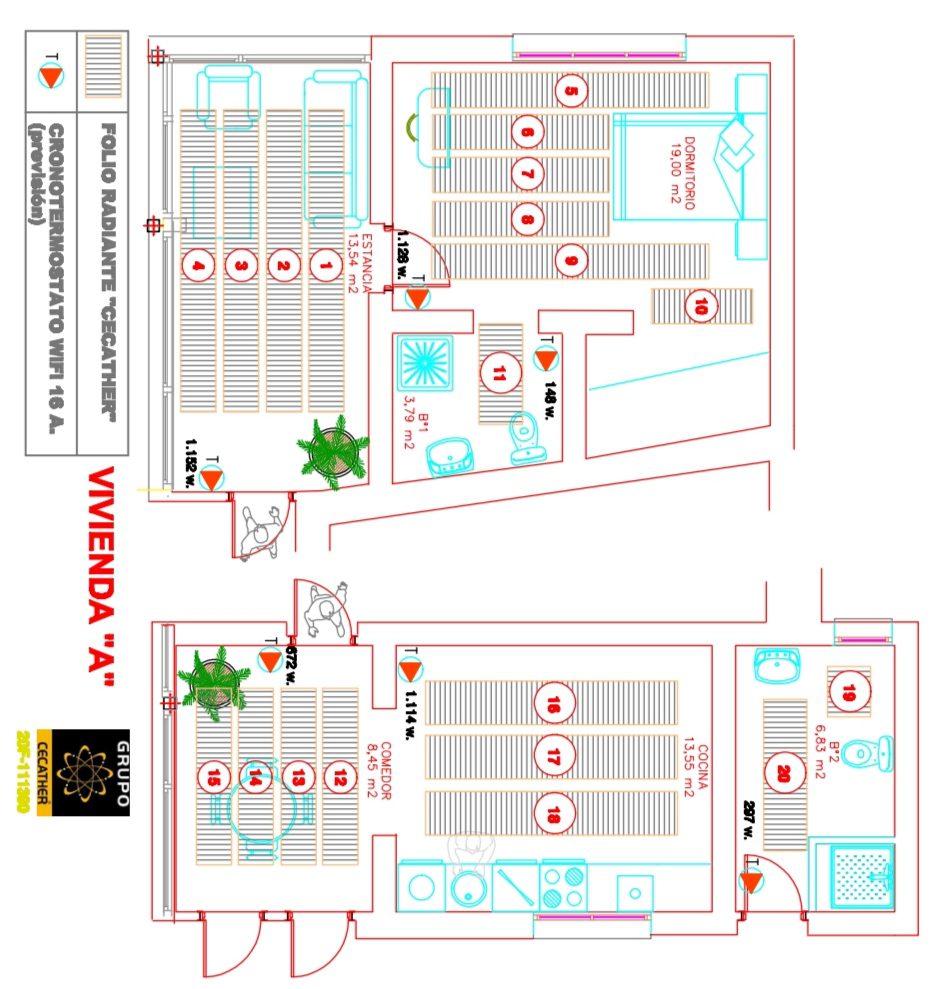 plano para la instalación de folio radiante